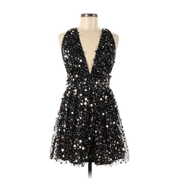 Lulu's Shine On You Black Sequin Mini Skater Dress M NWT - Picture 4 of 10